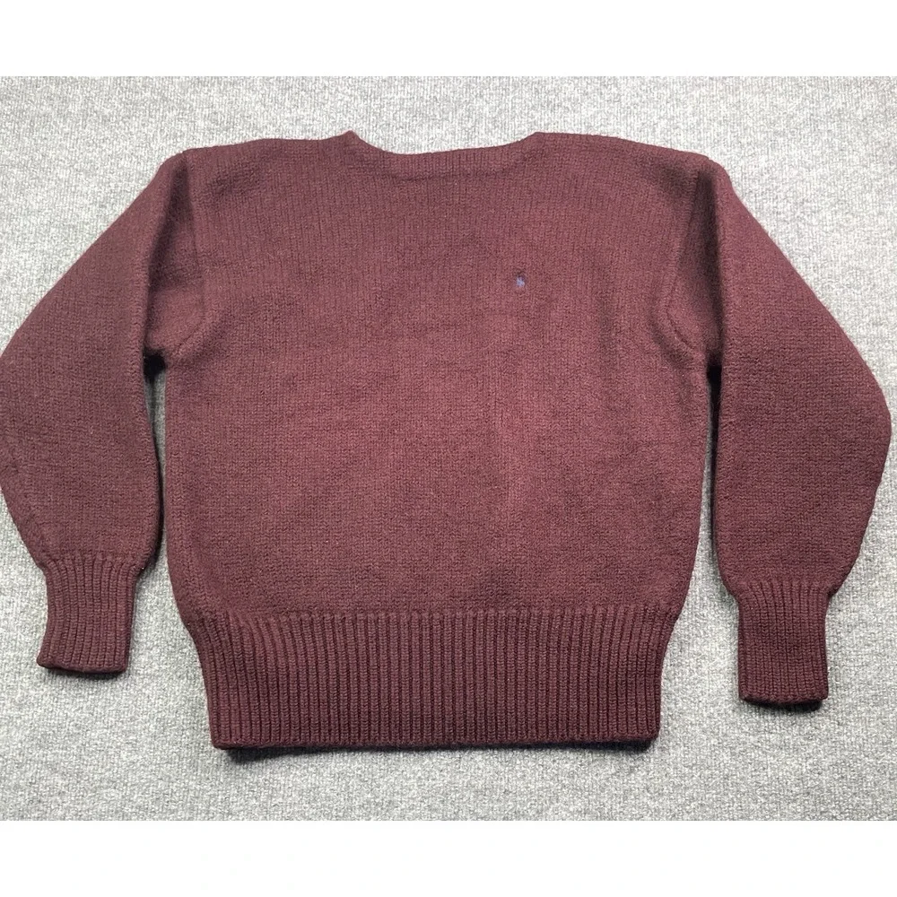 Vintage Polo Ralph Lauren Pullover Men's XL Burgundy Knit 100% Wool Heavyweight